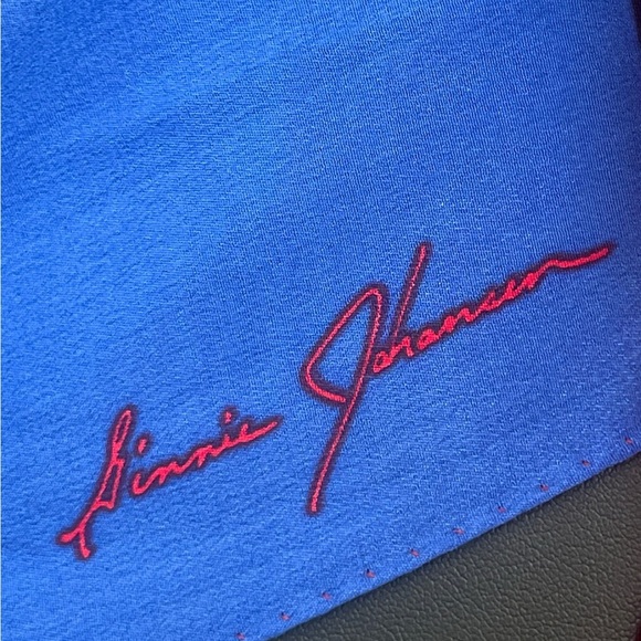 Ginnie Johansen Geometric Modern Art Bold Silk Scarf Red Blue Gold - Picture 6 of 10